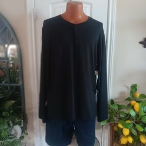 Isaac Mizrahi 3 Button LS Cotton Blend Henley Size XXL